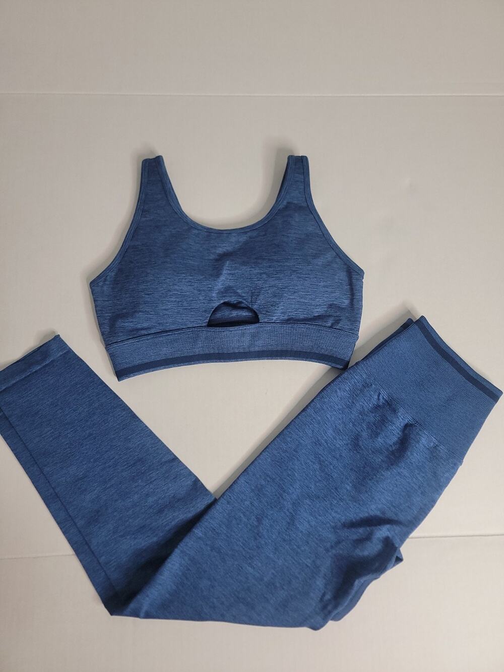 Buffbunny Activewear Matching Set SZ L High Rise Contour Leggings Sport Bra Blue